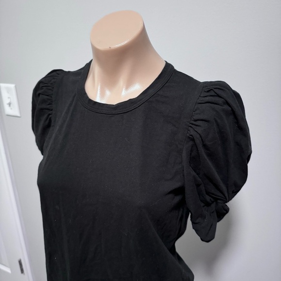 A. L. C. Kati Twisted Puff Sleeve Short Sleeve Top Black Small - Picture 4 of 11